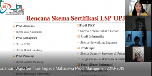 Sosialisasi wajib serifikasi kepada mahasiswa  UPJ Prodi Manajemen 2018-2019